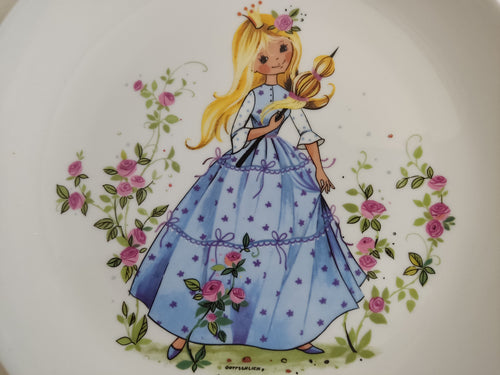 Personalisiertes Kindergeschirr Set mit Namen - Dornröschen Märchenmotiv - Tasse Teller Schüssel - Geschenk zur Taufe, Geburt & zum Geburtstag