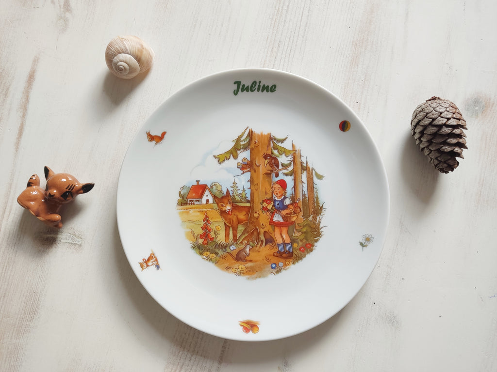 Personalisiertes Kindergeschirr Set mit Namen - Froschkönig Märchenmotiv - Tasse Teller Schüssel - Geschenk zur Taufe, Geburt & zum Geburtstag