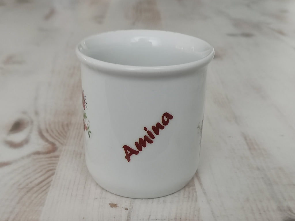 Personalisiertes Kindergeschirr Set mit Namen - Schneewittchen und die sieben Zwerge Märchenmotiv - Tasse Teller Schüssel - Geschenk zur Taufe, Geburt & zum Geburtstag