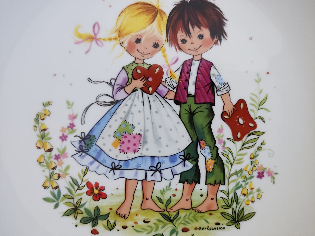 Personalisiertes Kindergeschirr Set mit Namen - Hänsel und Gretel Märchenmotiv - Tasse Teller Schüssel - Geschenk zur Taufe, Geburt & zum Geburtstag